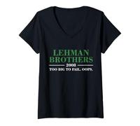 Femme Lehman Brothers 2008 Too Big to Fail. Oops. T-Shirt avec Col en V