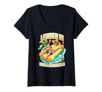 Femme LEHRER IN IM URLAUBSMODUS T-Shirt avec Col en V