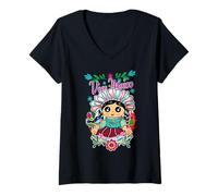 Femme Lele Doll The patrimonial and Spiritual Beauty of Mexico T-Shirt avec Col en V