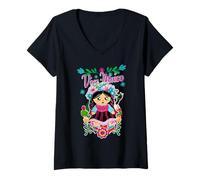 Femme Lele Doll The Patrimonial Beauty of The Mazahua and Otomí T-Shirt avec Col en V