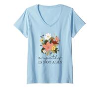 Femme L'empathie n'est pas un péché, graphique esthétique floral T-Shirt avec Col en V
