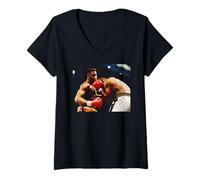 Femme Lennox Lewis V Al Malcolm Médaille d'or de Boxe Lourde T-Shirt avec Col en V