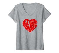 Femme Lenny Kravitz - Let Love Rule Red Heart T-Shirt avec Col en V
