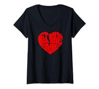 Femme Lenny Kravitz - Red Heart Let Love Rule T-Shirt avec Col en V