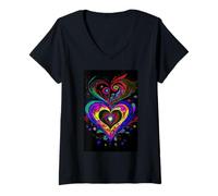 Femme Lenormand Cœur Love Oracle Art Design T-Shirt avec Col en V
