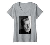 Femme Leonard Cohen Hallelujah Songwriter Portrait par AJ Barratt T-Shirt avec Col en V
