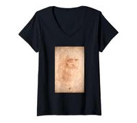 Femme Leonardo da Vinci Autoportrait d'un Homme Barbu (1513) T-Shirt avec Col en V