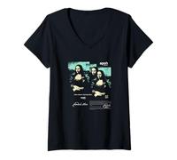 Femme Leonardo Da Vinci Peinture Graphique Mona Lisa PAPL040 T-Shirt avec Col en V
