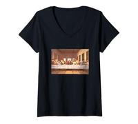 Femme Leonardo da Vinci The Last Supper T-Shirt avec Col en V