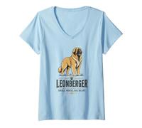 Femme Leonberger Petit Cheval géant Grand cœur Propriétaire de Race de Chien T-Shirt avec Col en V