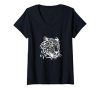 Femme Leopard Big Five of Africa Safari T-Shirt avec Col en V