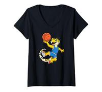 Femme Leopard Gecko Playing Sports Lizard & Reptiles Basketball T-Shirt avec Col en V