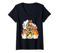 Femme Leprechaun Pompier St Patrick Sauvetage Incendie T-Shirt avec Col en V