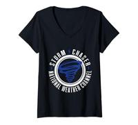 Femme L'équipe de la chaîne météorologique Nationale Storm Chasers T-Shirt avec Col en V