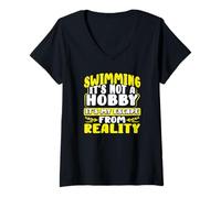 Femme L'équipe de Natation Natation My Escape from Reality Swimmer T-Shirt avec Col en V