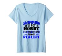 Femme L'équipe de Natation Natation My Escape from Reality Swimmer T-Shirt avec Col en V