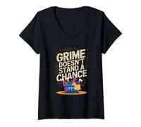 Femme L'équipe de Nettoyage de Grime n'a Aucune Chance T-Shirt avec Col en V