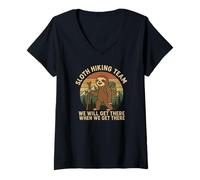 Femme L'équipe de randonnée paresseuse Nous y arriverons Quand Nous y arriverons T-Shirt avec Col en V