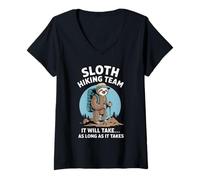 Femme L'équipe de randonnée paresseux prendra aussi longtemps que cela prendra drôle T-Shirt avec Col en V