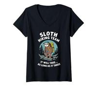 Femme L'équipe de randonnée paresseux prendra aussi longtemps que cela prendra drôle T-Shirt avec Col en V