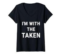 Femme L'équipe de soutien de I'm With The Taken Funny Bachelor Party T-Shirt avec Col en V