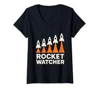 Femme L'équipe de Suivi du décollage de Rocket Launch Spotter à Cap Canaveral T-Shirt avec Col en V
