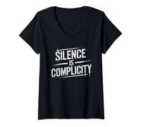 Femme L'équipe organisatrice des élections de Vintage Silence is Complicity T-Shirt avec Col en V