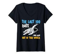 Femme Les 100 Derniers Jours Hors de ce Monde, 100e Jour d'école, garçons et Enfants T-Shirt avec Col en V