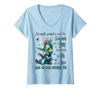 Femme Les adorables Dragons et Les Gens stupides sont comme des bâtons Lumineux T-Shirt avec Col en V