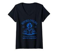 Femme Les Amateurs de Livres lisant l'imagination Citation littéraire T-Shirt avec Col en V