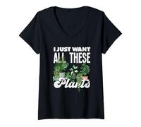 Femme Les Amateurs de Plantes veulent Toutes Ces Plantes succulentes Fleurs T-Shirt avec Col en V