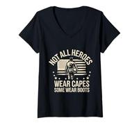 Femme Les Anciens Combattants ne Portent Pas Tous Les héros Portent des Capes et des Bottes T-Shirt avec Col en V