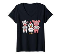 Femme Les Animaux sont Mes Amis et Je ne Mange Pas Mes Amis T-Shirt avec Col en V