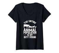 Femme Les Animaux sont Mes Meilleurs Amis T-Shirt avec Col en V