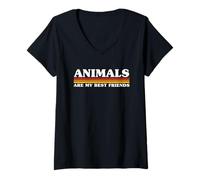 Femme Les Animaux sont Mes Meilleurs Amis T-Shirt avec Col en V