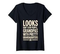 Femme Les apparences n'arrêtent Pas Les Gens Que Font Les Grands-pères Qui Ont de Jolies Petites-Filles T-Shirt avec Col en V