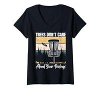 Femme Les Arbres ne se soucient Pas de Vos Sentiments Disc Golf Frolf T-Shirt avec Col en V