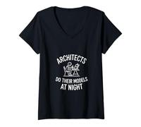 Femme Les architectes drôles Font Leurs modèles la Nuit en Disant T-Shirt avec Col en V
