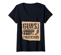 Femme Les Armes à feu Ont Deux Ennemis : la Rouille et Le Design de déclaration des politiciens T-Shirt avec Col en V