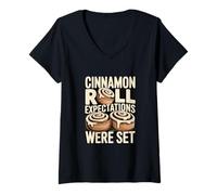 Femme Les attentes en matière de Cinnamon Roll étaient Un Jeu de Mots Amusant T-Shirt avec Col en V