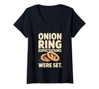 Femme Les attentes en matière de rondelles d'oignons drôles étaient Un Jeu de Mots T-Shirt avec Col en V