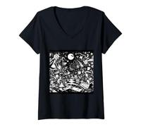 Femme Les Aventures d'Alice au Pays des Merveilles T-Shirt avec Col en V