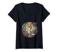 Femme Les Aventures d'Alice au Pays des Merveilles T-Shirt avec Col en V