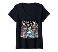 Femme Les Aventures d'Alice au Pays des Merveilles T-Shirt avec Col en V