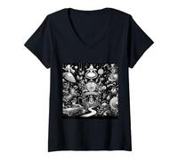 Femme Les Aventures d'Alice au Pays des Merveilles T-Shirt avec Col en V