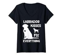 Femme Les Baisers du Labrador réparent Tout T-Shirt avec Col en V