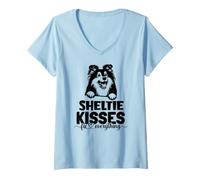 Femme Les Baisers Sheltie réparent Tout T-Shirt avec Col en V