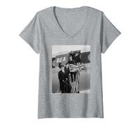 Femme Les Beatles et Brian Epstein débarquent à Londres Beatlemania 1964 T-Shirt avec Col en V