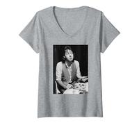 Femme Les Beatles : Sir Paul McCartney Mangeant des Ailes de 1977 T-Shirt avec Col en V