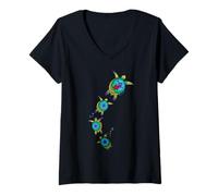 Femme Les Belles Tortues Marines Tropicales T-Shirt avec Col en V